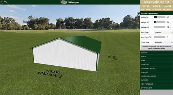Our interactive 3D pole barn builder