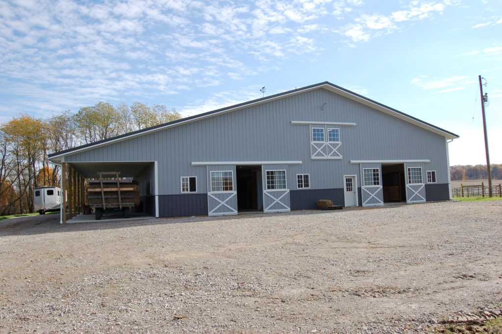 Pole Barn Building near Mogadore, OH - Building 8 - Stable & Riding Arena - Gray & Charcoal