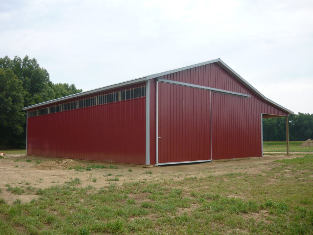 Pole Barn Building  - Building 184 - Medium Barn - Rustic Red & Light Gray