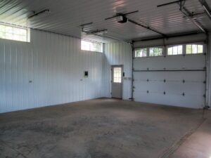 garage with steel liner panel on walls and ceiling