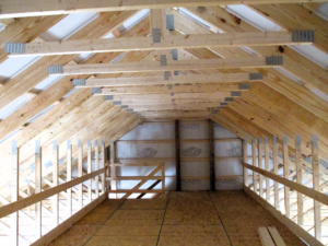 Interior of attic with stairs
