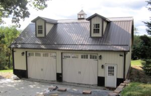 Garage with gambrel style roof