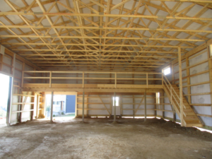 Pole building with loft - interior view